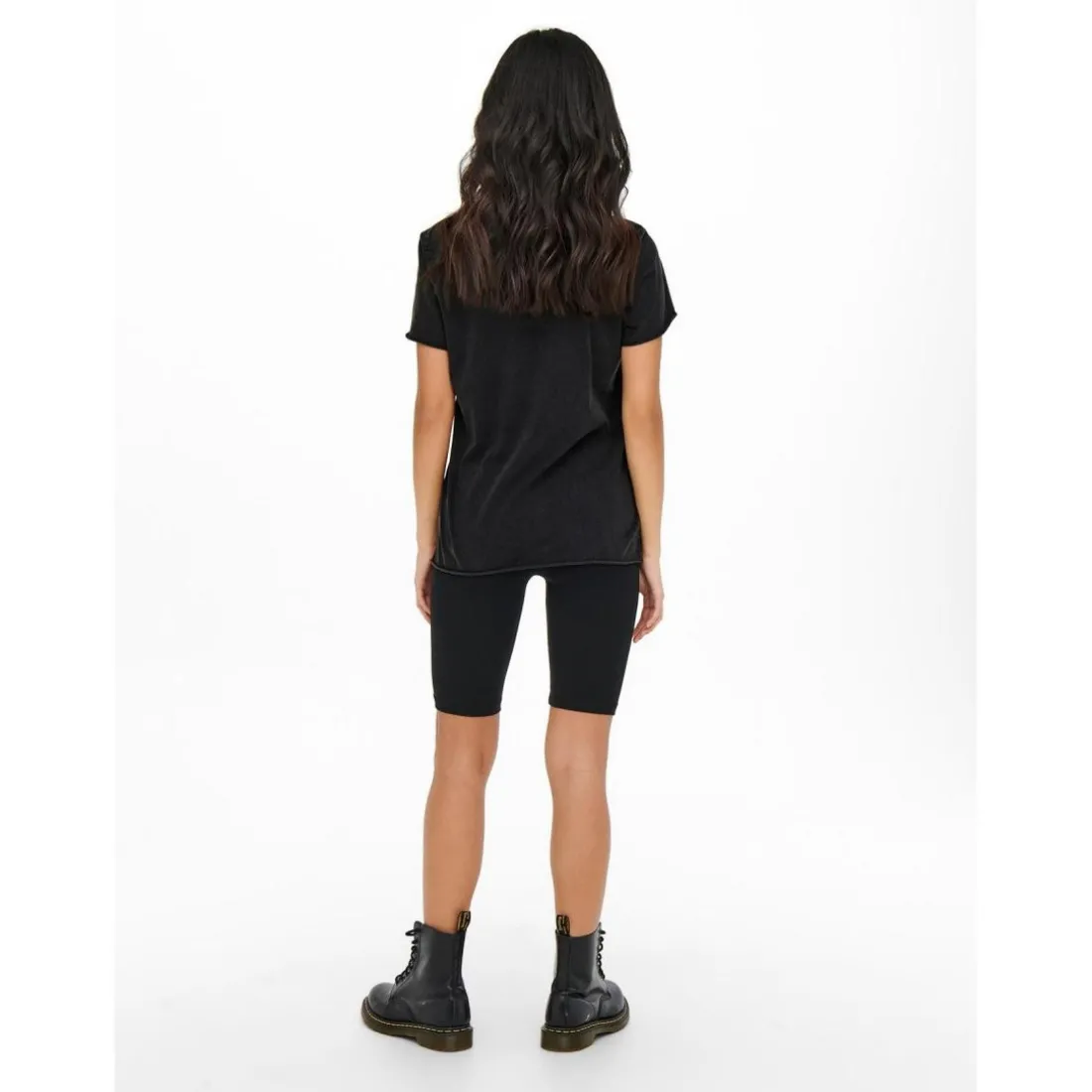 T-shirt Imprimé Col rond Manches courtes noir en coton Gia