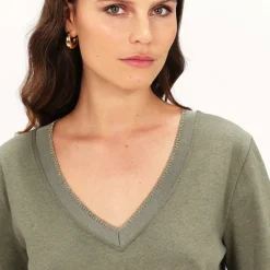 T-shirt kaki en coton