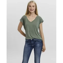 T-shirt longueur regular col en v manches courtes vert Ruth