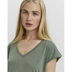 T-shirt longueur regular col en v manches courtes vert Ruth