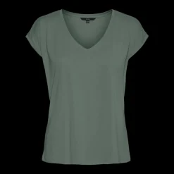 T-shirt longueur regular col en v manches courtes vert Ruth