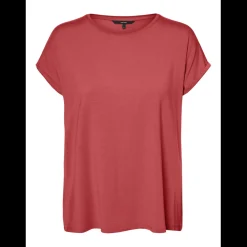 T-shirt longueur regular col rond épaules tombantes manches courtes rose Zara en coton