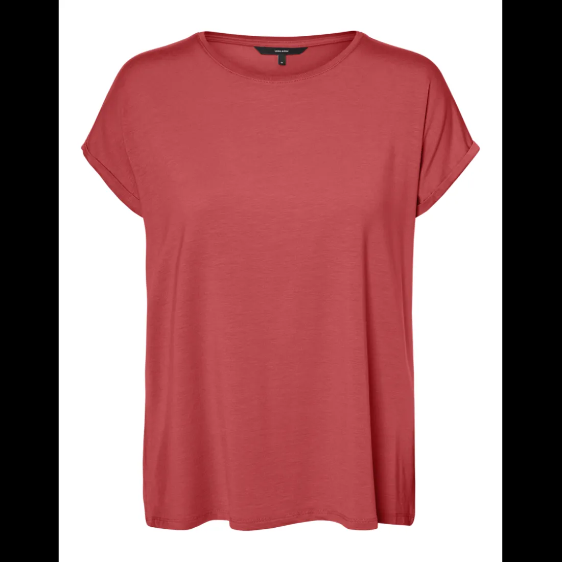 T-shirt longueur regular col rond épaules tombantes manches courtes rose Zara en coton