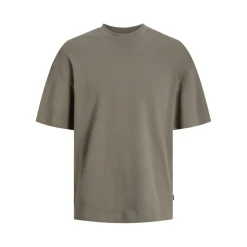 T-shirt Loose Fit Col rond Manches courtes Gris Foncé en coton
