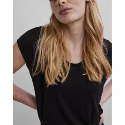 T-shirt loose fit manches courtes noir en viscose Nell