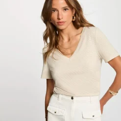 T-shirt manche courte Morgan blanc cassé