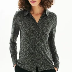 T-shirt manche longue vert en viscose