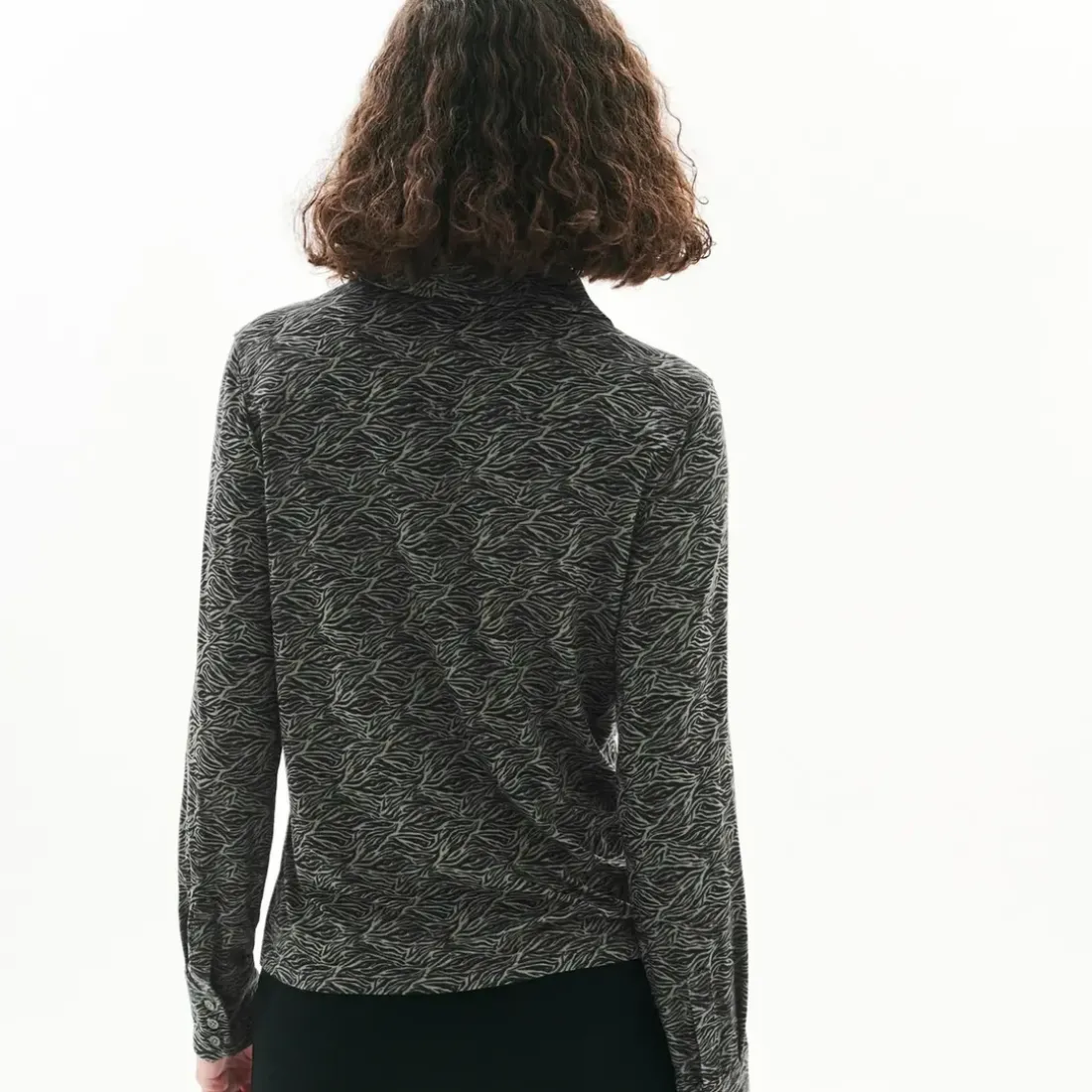 T-shirt manche longue vert en viscose