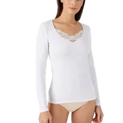 T-shirt manches longues - Blanc en coton