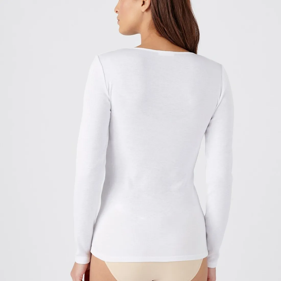 T-shirt manches longues - Blanc en coton