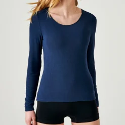 T-shirt manches longues - Bleu Marine en coton