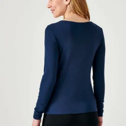 T-shirt manches longues - Bleu Marine en coton