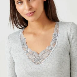 T-shirt manches longues - Gris en coton