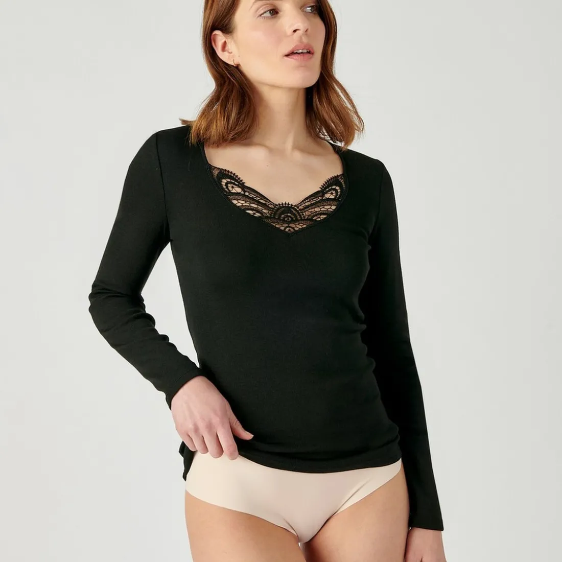T-shirt manches longues - Noir en coton