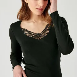 T-shirt manches longues - Noir en coton