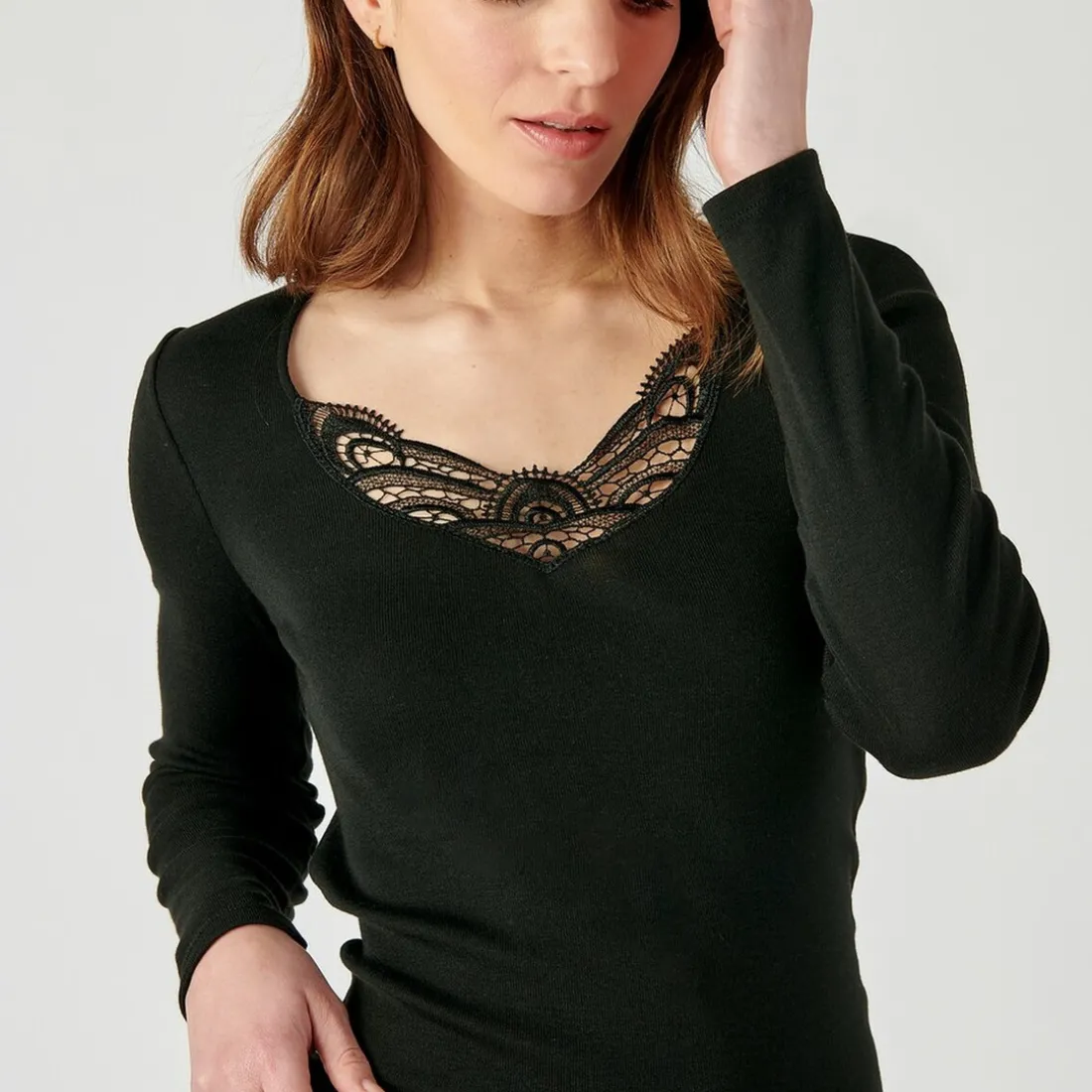 T-shirt manches longues - Noir en coton
