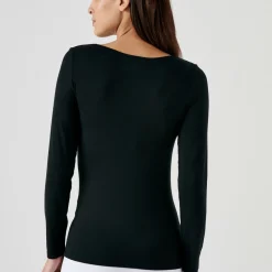 T-shirt manches longues en coton noir pour femme