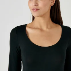 T-shirt manches longues en coton noir pour femme