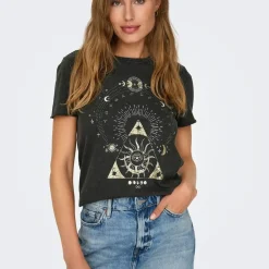 T-shirt noir à motifs Lane