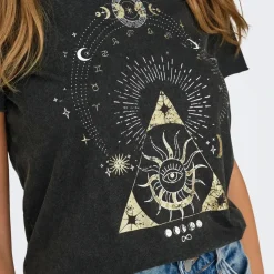 T-shirt noir à motifs Lane