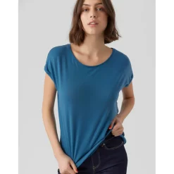 T-shirt Regular Fit Col rond Manches courtes Longueur regular bleu Mina