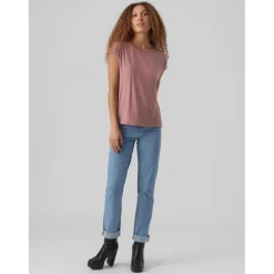 T-shirt Regular Fit Col rond Manches courtes Longueur regular rose Sia