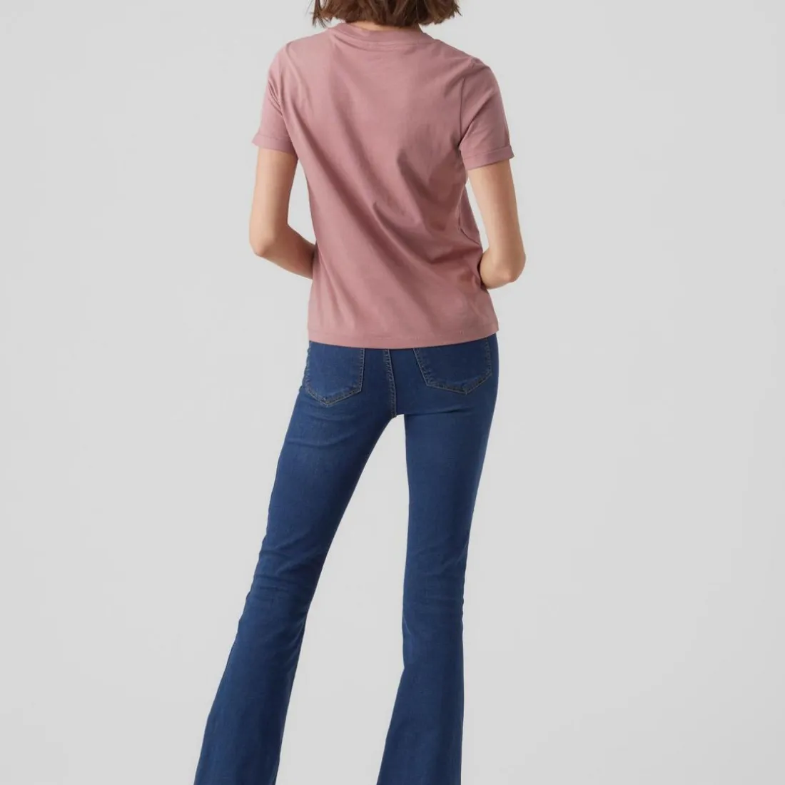T-shirt Regular Fit Col rond Manches courtes Longueur regular rose en coton Adele