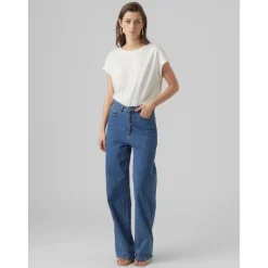 T-shirt Regular Fit Col rond Manches courtes Longueur regular blanc en coton Cleo