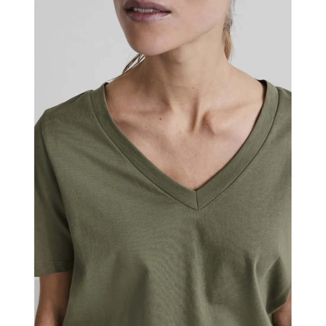 T-shirt regular fit manches courtes vert en coton