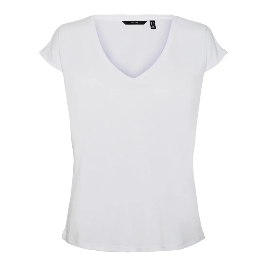 T-shirt Relaxed Fit Col en V Manches courtes Longueur regular blanc
