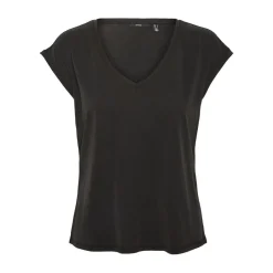 T-shirt Relaxed Fit Col en V Manches courtes Longueur regular noir