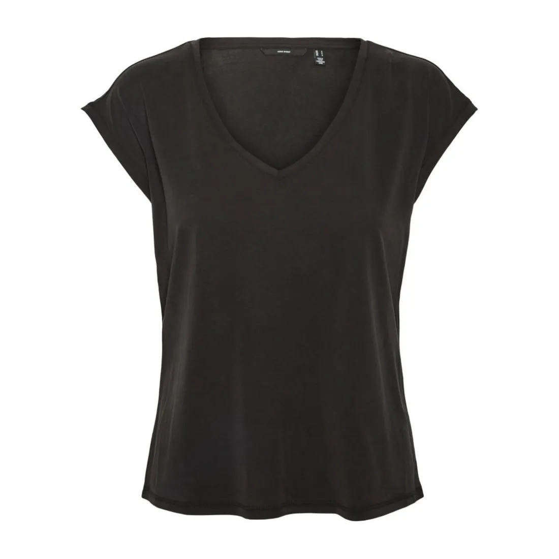 T-shirt Relaxed Fit Col en V Manches courtes Longueur regular noir