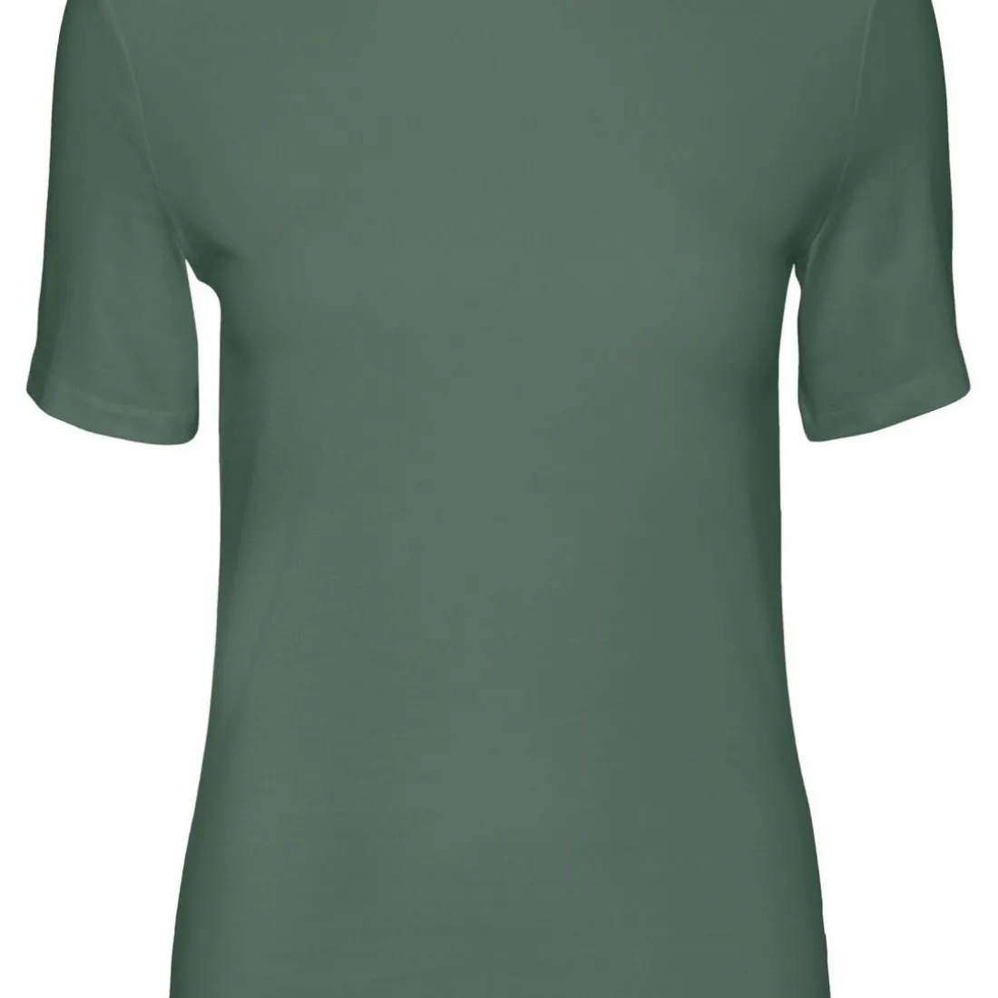 T-shirt Slim Fit Col bateau Manches courtes Longueur regular vert en coton modal