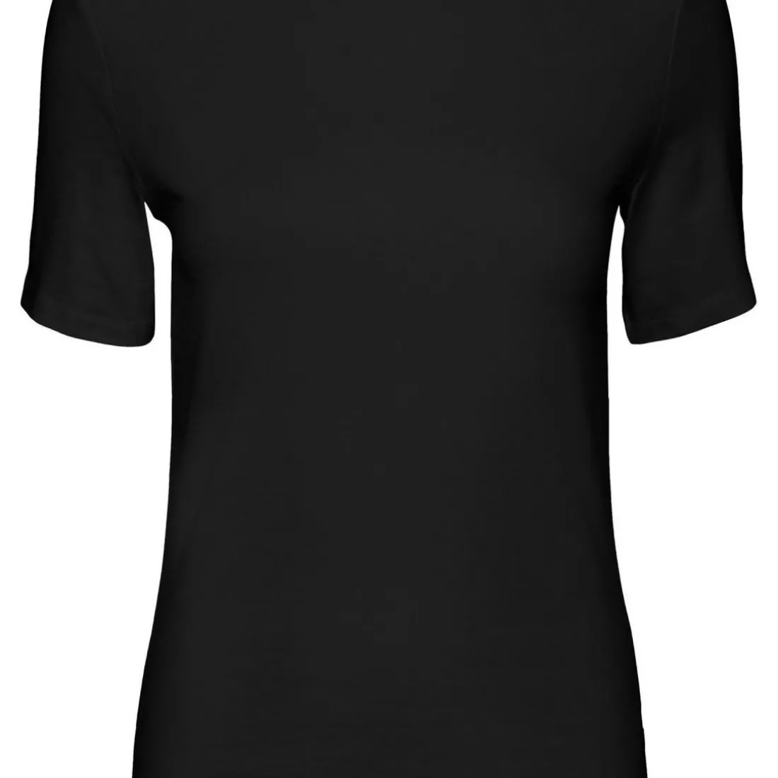 T-shirt Slim Fit Col bateau Manches courtes Longueur regular noir en coton modal