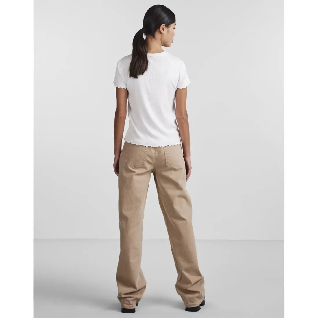 T-shirt slim fit manches courtes blanc en viscose
