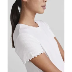 T-shirt slim fit manches courtes blanc en viscose