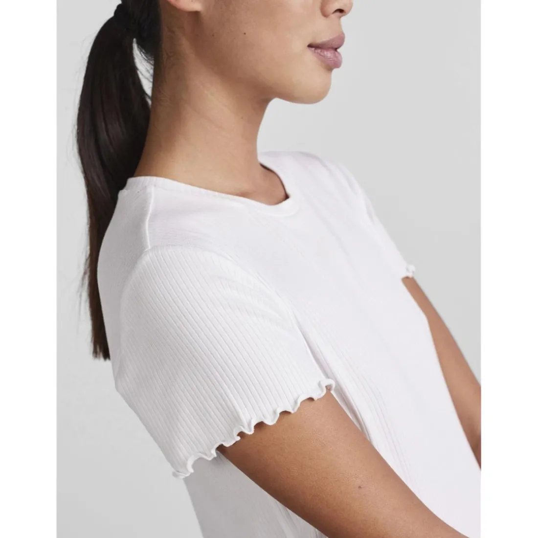 T-shirt slim fit manches courtes blanc en viscose