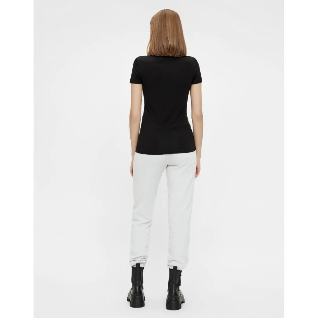 T-shirt slim fit manches courtes noir en coton Pey