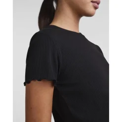 T-shirt slim fit manches courtes noir en viscose
