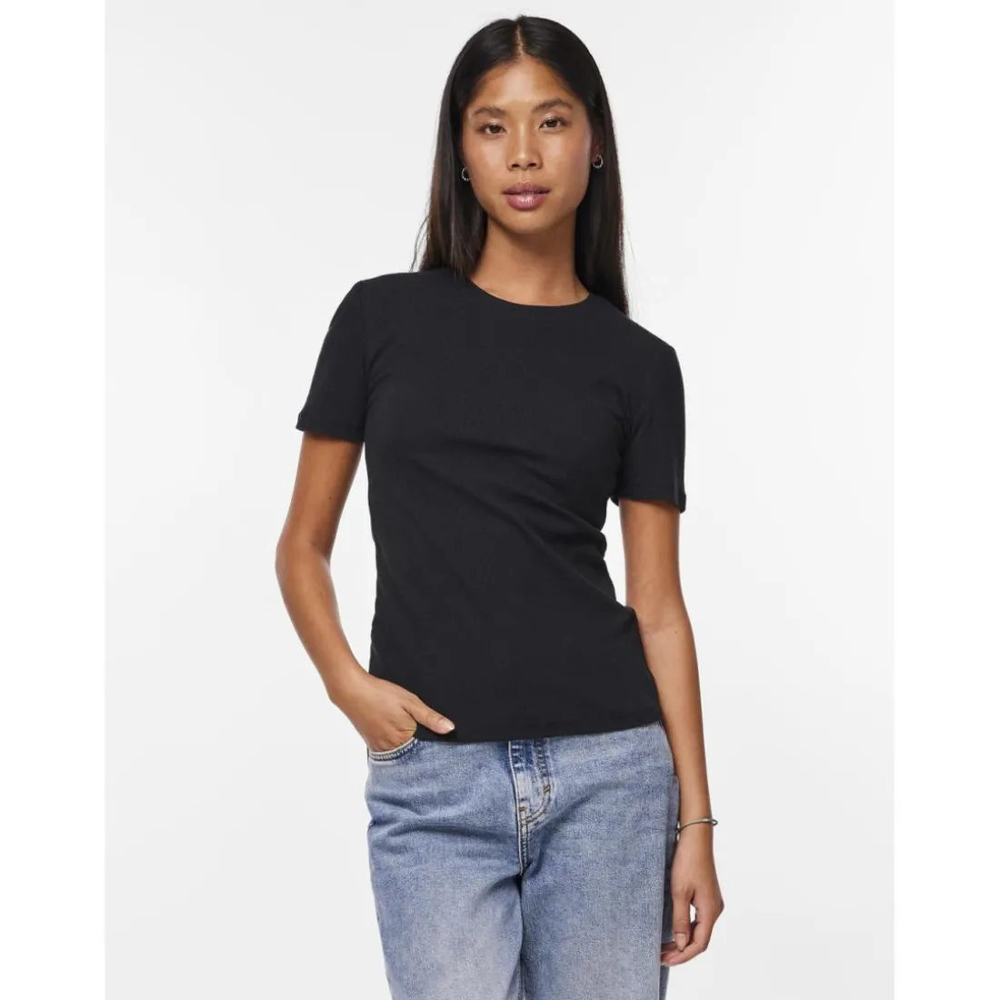 T-shirt slim fit manches courtes noir en coton Hope