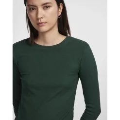 T-shirt slim fit manches longues vert Élise