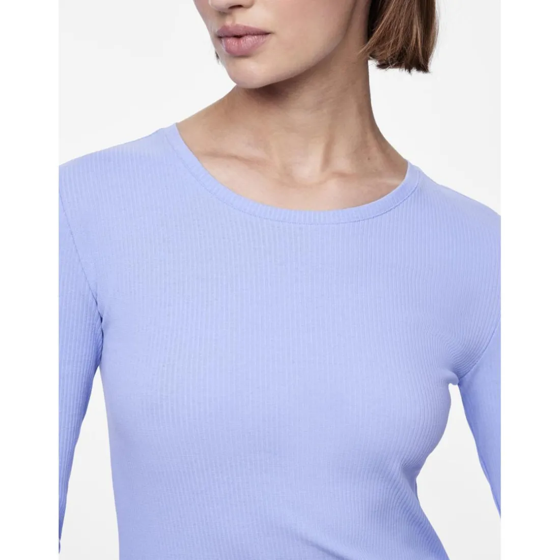 T-shirt slim fit manches longues bleu Emma