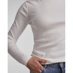 T-shirt slim fit manches longues blanc Yara
