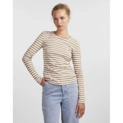 T-shirt slim fit manches longues marron