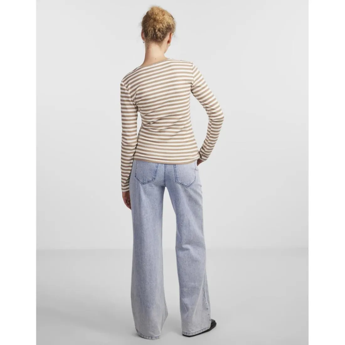 T-shirt slim fit manches longues marron