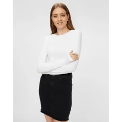 T-shirt slim fit manches longues blanc Ana