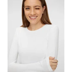 T-shirt slim fit manches longues blanc Ana