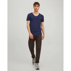 T-shirt Stretch Fit Col en V Manches courtes Bleu Marine