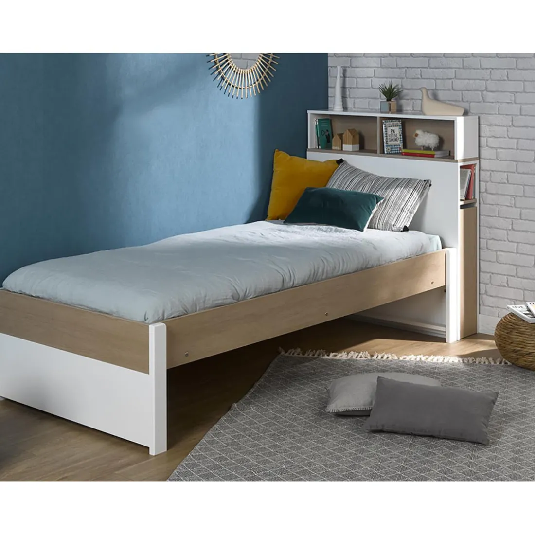 Tête de lit 90 simple NOMADE avec rangement haut