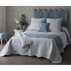 Tête de lit en boutis uni pur coton - Gris Perle